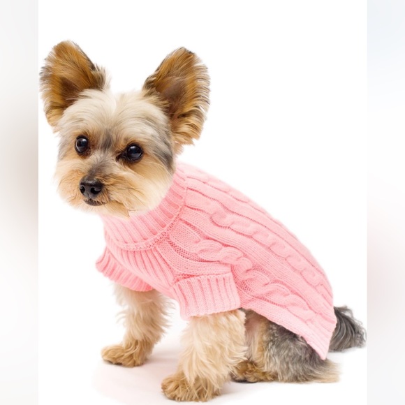 Pink Small Dog/Cat Cable-knit sweater - Picture 4 of 6